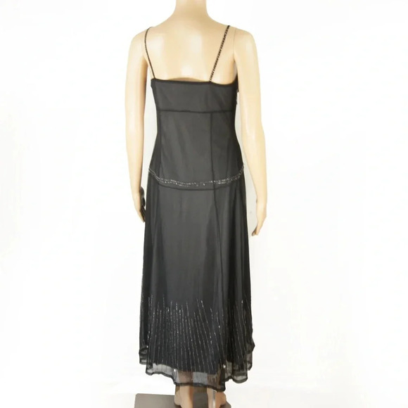 Tsumori Chisato Black Sheer Mesh Overlay Beaded Embroidered Slip Cocktail Dress - Picture 2 of 2